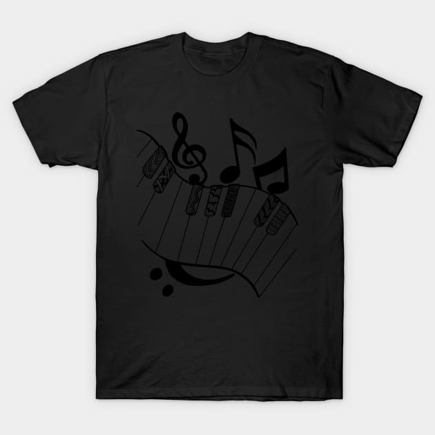 Awesome Piano player Gift Print Piano Teacher Keyboard Music T-Shirt by Linco